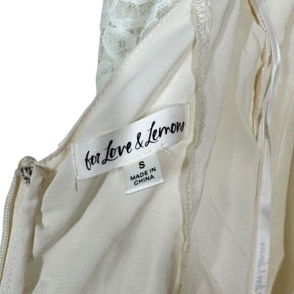 For Love & Lemons Belladonna Mini Dress Small Lace Rosette Long Sleeve Ruched - Picture 7 of 9